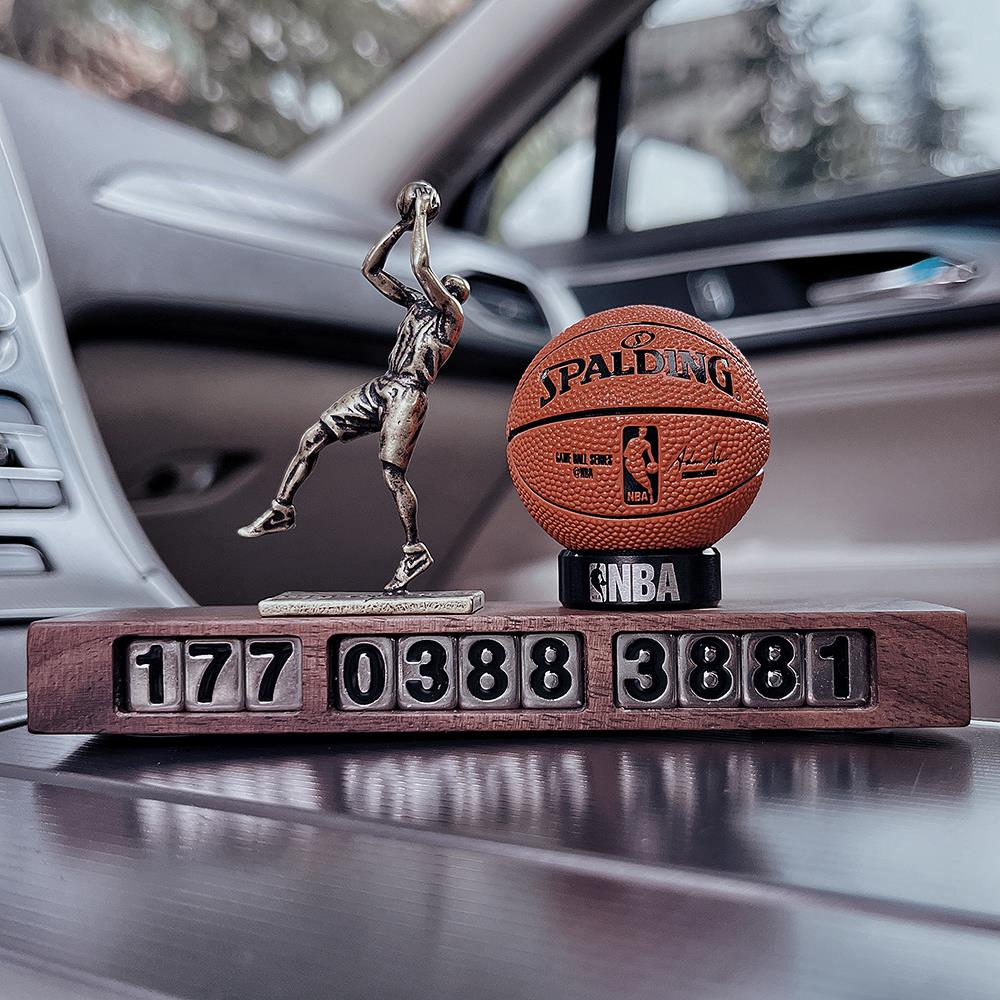 胡桃木后仰科比临时停车号码牌diy车载摆件高级感挪车免贴磁吸潮