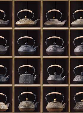 中式宋代美学茶室摆件茶壶茶具装饰柜样板房博古架茶道复古风铁壶