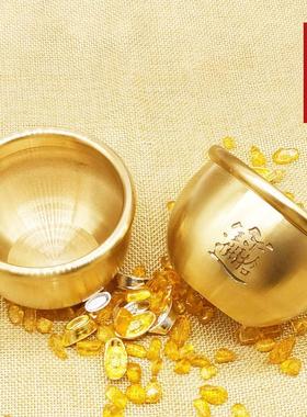 铜缸摆件纯铜聚宝盆小铜缸百福缸心经缸办公室客厅创意家居装饰品