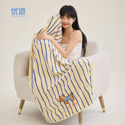 优港A类复古条纹猫狗浴巾超吸水