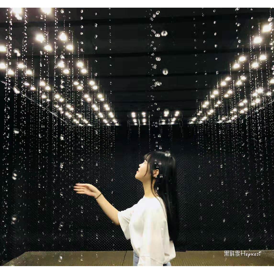 密室水滴倒流雨屋互动视觉水滴悬浮倒流垂直下落密室逃脱互动装置