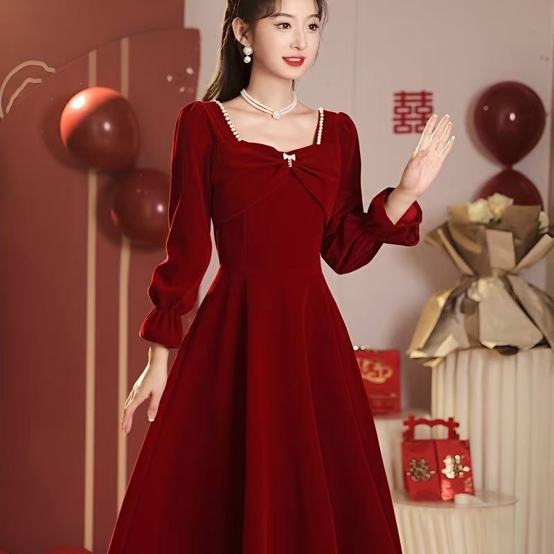 大码敬酒服新娘秋冬款长袖