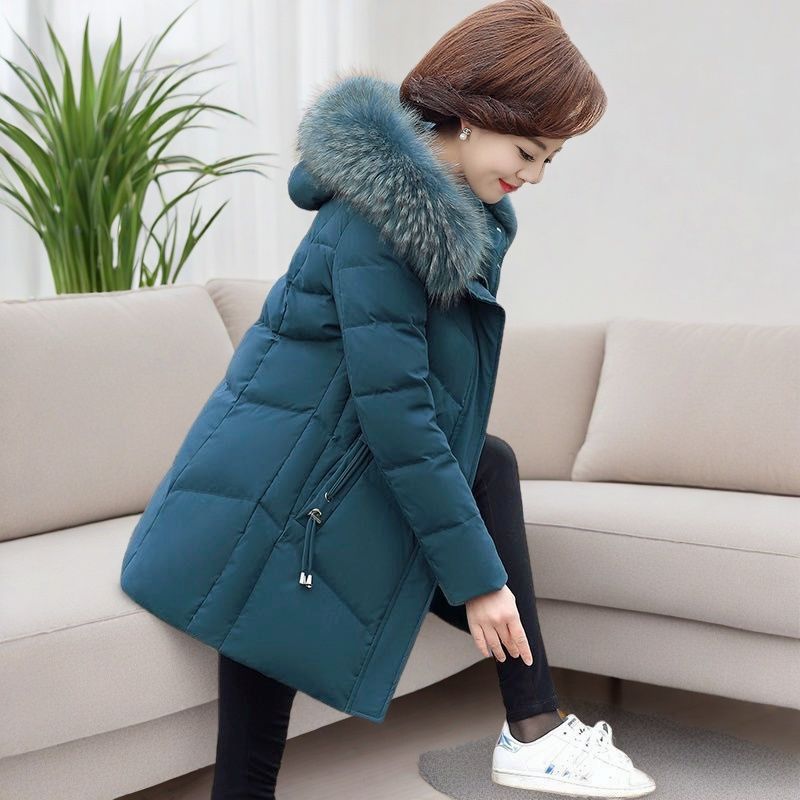 新款棉服中长款女士冬天棉袄妈妈冬季套外修身显瘦中老年洋气棉衣