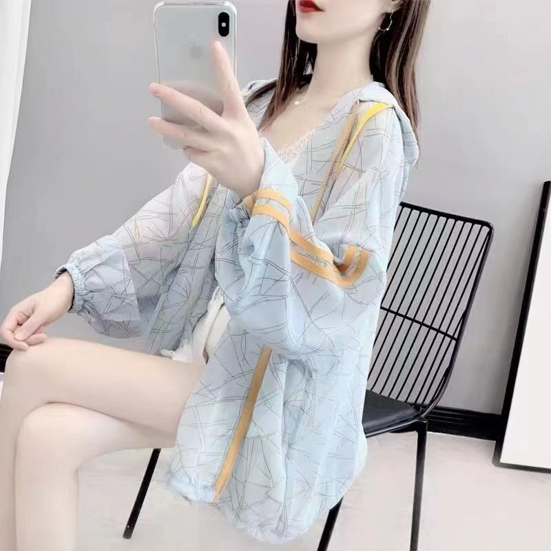 户外骑车防晒衣女夏季韩版宽松大码冰丝雪纺透气薄款防晒服开衫潮
