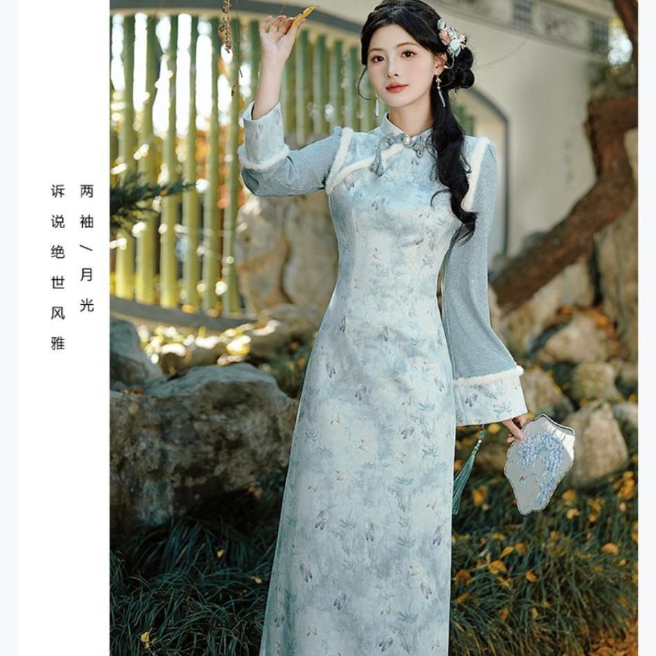 中式国风改良旗袍连衣裙秋