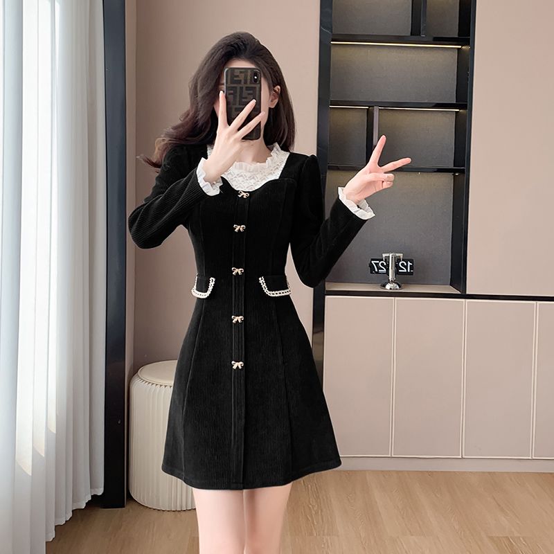 法式小香风复古秋冬收腰显