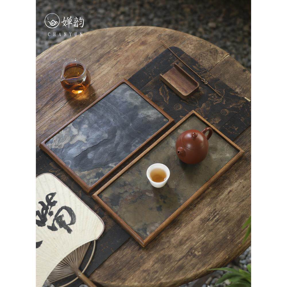 婵韵 岩语重竹壶承茶承茶托盘覆古小茶台干泡盘家用茶具配件