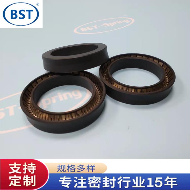 碳纤维泛塞封/液压阻尼器四氟弹簧密封圈/耐磨/旋转高速密封圈/