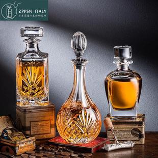 轻奢水晶玻璃威士忌酒樽套装 ZPPSN欧式 家用洋酒杯创意酒瓶醒酒器