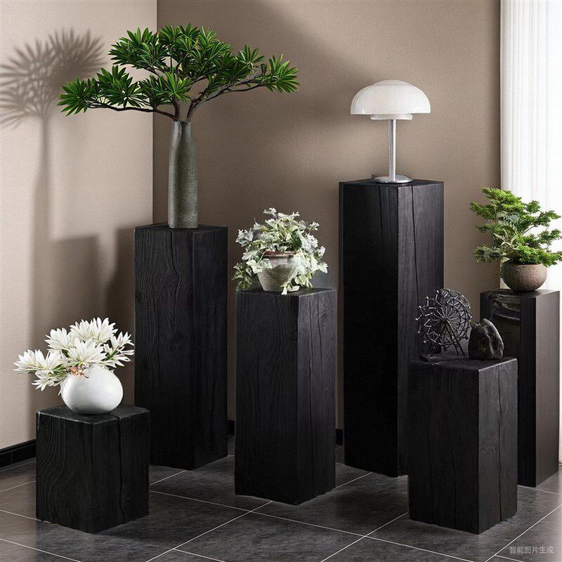 碳化黑根雕实木木墩展示地台底座方形立柱服装展示架产品陈列展柜,商业/办公家具,展示地台/底座,淘宝优惠券,粉丝福利购,淘宝优惠卷