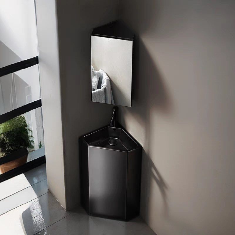 彩色立柱式小户型洗手洗脸盆阳台卫生间落地式陶瓷三角转角立柱盆,家装主材,立柱盆,淘宝优惠券,粉丝福利购,淘宝优惠卷