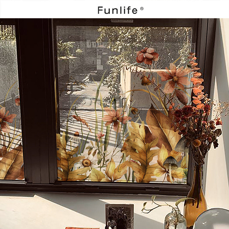 《秋之密语》法式玻璃门贴纸客厅卧室飘窗装饰静电贴膜无胶窗花,家居饰品,玻璃膜/贴,淘宝优惠券,粉丝福利购,淘宝优惠卷