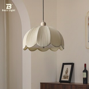 法式 卧室吊灯奶油风布艺餐厅灯中古vintage护眼裙摆书房中山灯具