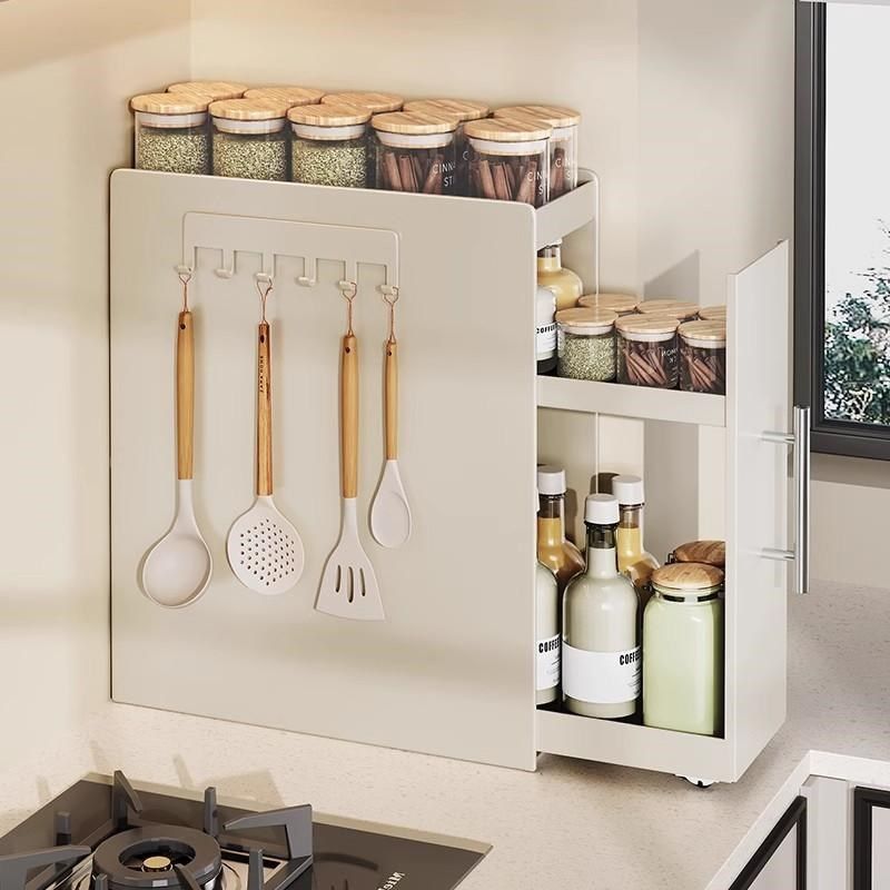 抽拉顺滑式调味料品置物架子多功能收纳盒罐厨房台面窄边油盐酱醋,厨房/烹饪用具,调料置物架,淘宝优惠券,粉丝福利购,淘宝优惠卷