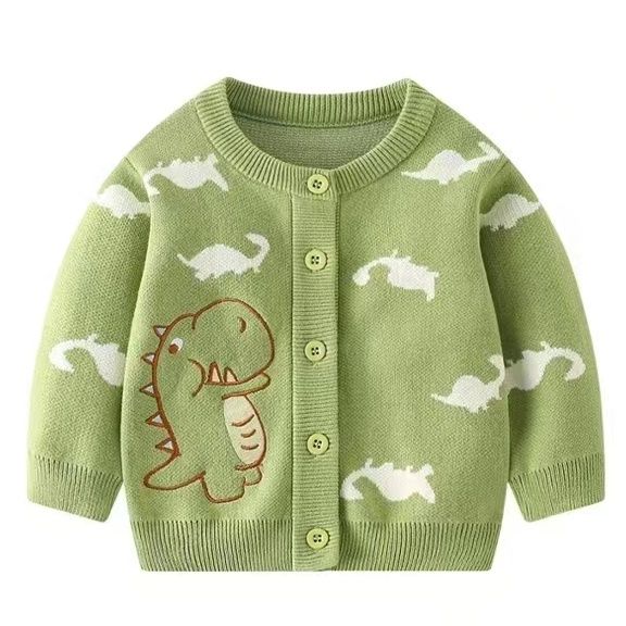 全棉纯棉宝宝毛衣开衫外套春秋款针织衫上衣儿童男女卡通圆领小