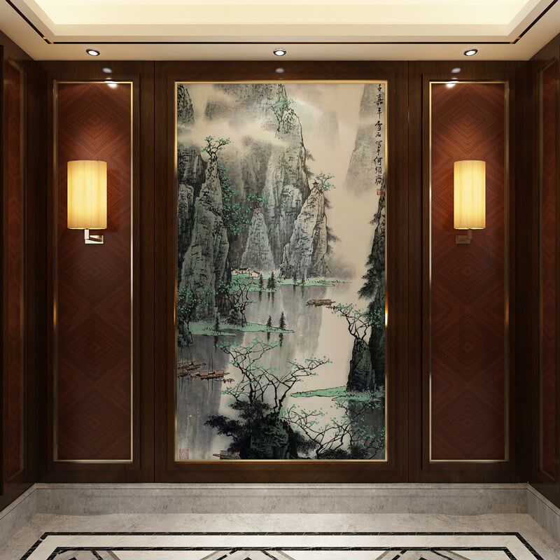中式壁纸客厅影视墙壁布郭传y璋画装饰电视背景墙壁画不织布壁纸