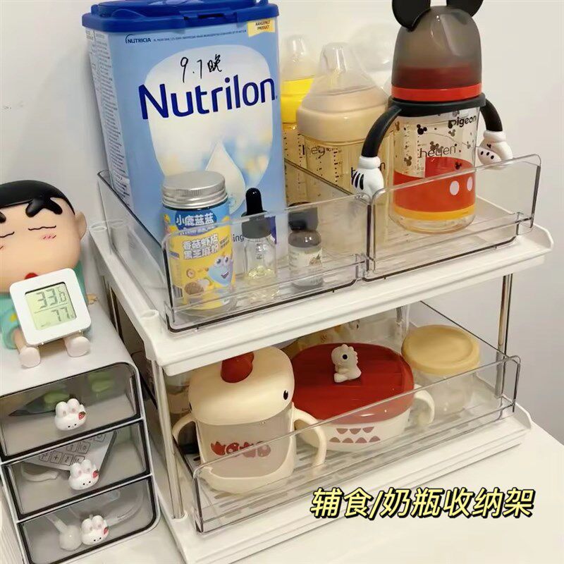 床边喂养台置物架奶瓶收纳箱沥水架子桌面婴儿宝宝辅食餐具整理架