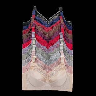 本命年红色结婚新娘全罩杯女内衣大胸显小胸罩大码超薄款文胸套装