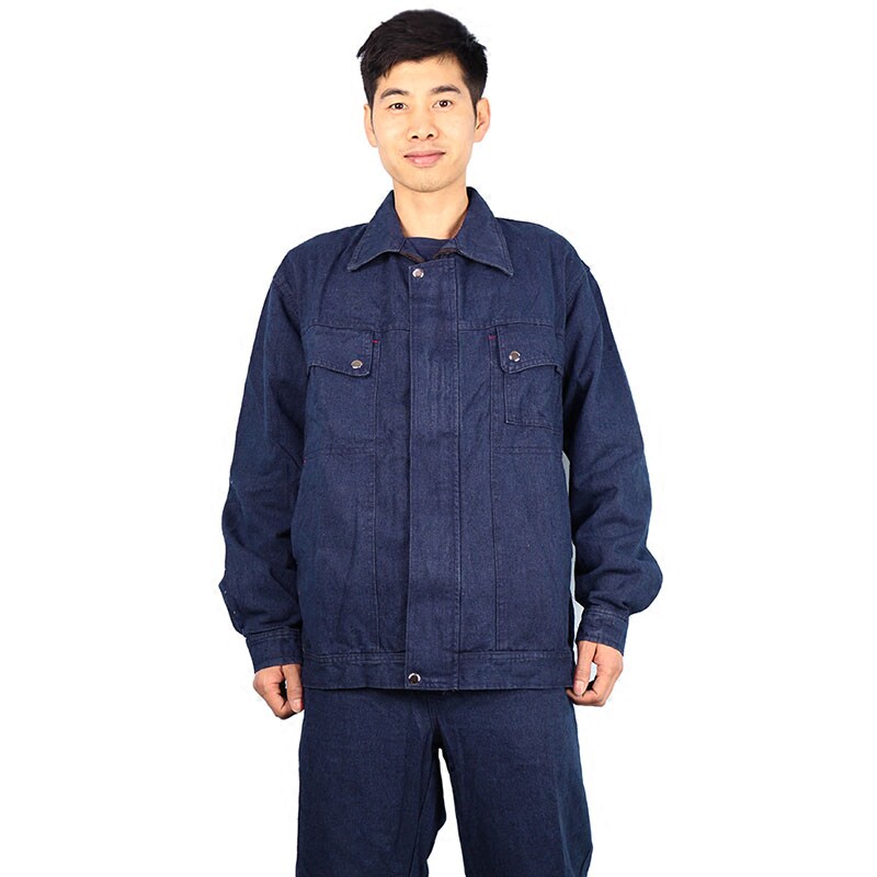 牛仔服电焊工工作服套装男防烫耐磨耐脏抢修维修劳保工装