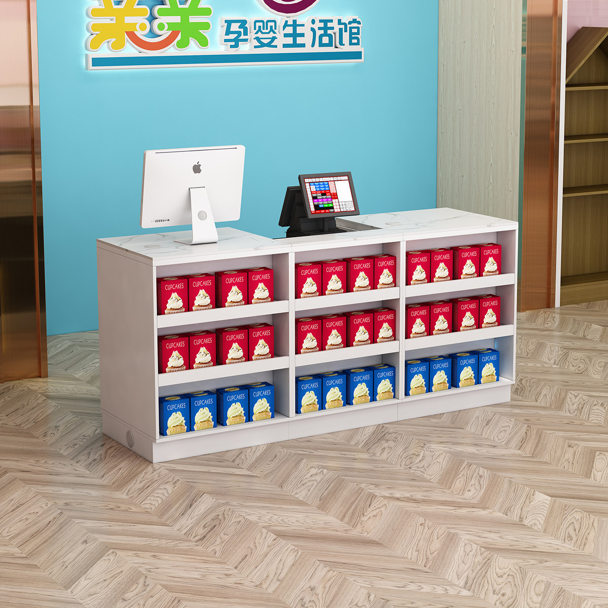 母婴店收银台超市店铺小型水果店文具化妆品店便利店转角收银柜台