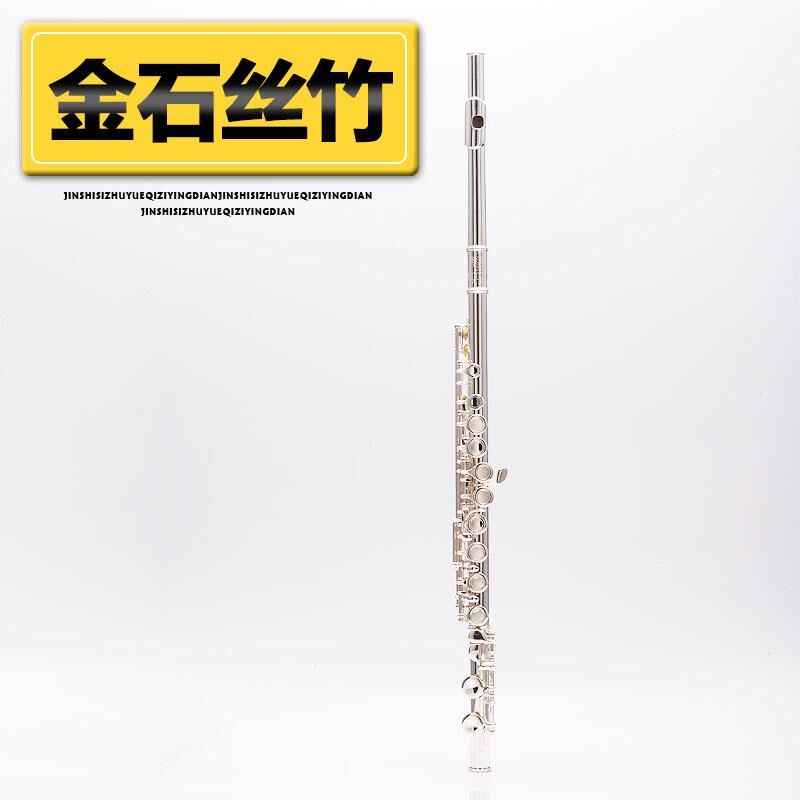 西洋吹奏乐器C调16闭孔白铜镀银一体分E曲列键长笛初学演出儿童成