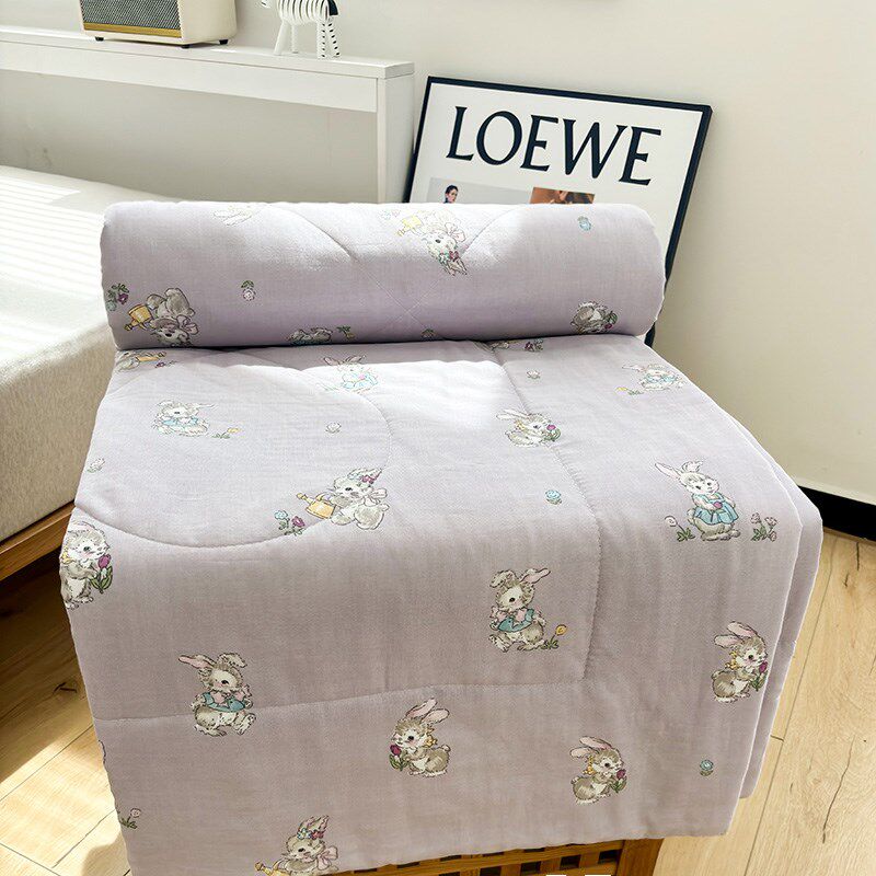 A类双层纱-妮可兔夏凉被子空调被夏季单人薄款夏被可机洗夏天被芯
