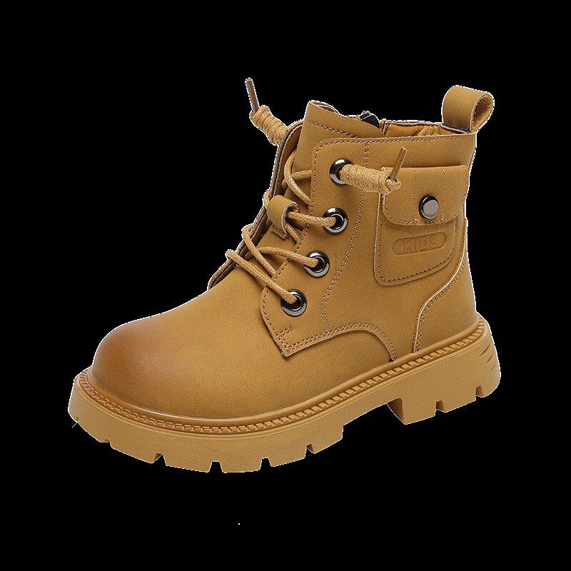 男童马丁靴2024秋冬季新款儿童小黄靴子短靴小孩鞋子加绒童鞋