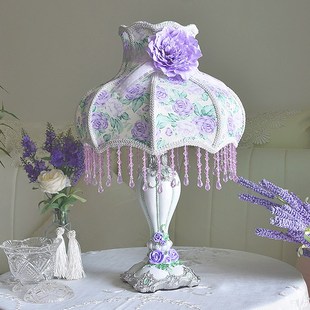 法式田园欧式台灯卧室床头灯公主少女心女孩浪漫温馨淡紫色