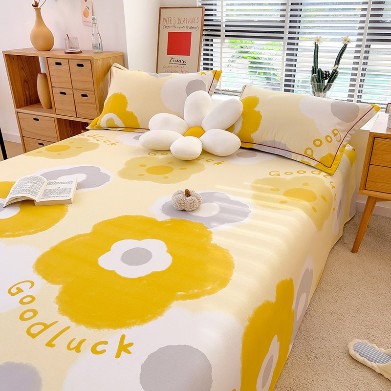 加厚床单单件纯棉100全棉磨毛学生宿舍简约单双人被单枕套三件套