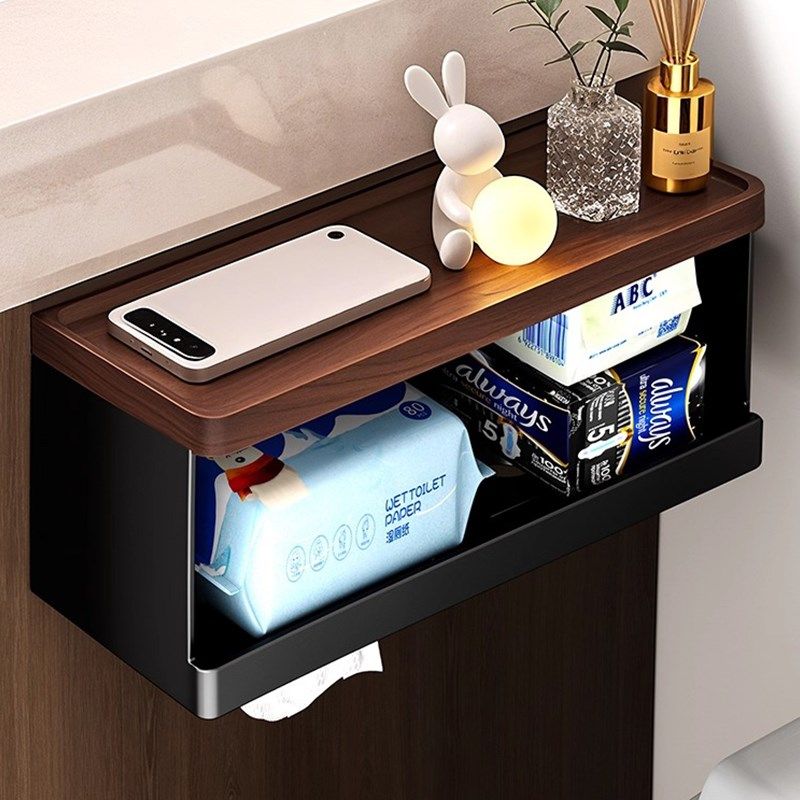 胡桃木纸巾架化妆室厕所卫生纸盒免打孔卫生纸巾盒抽取式卫生纸湿,家装主材,卷纸器/纸巾架,淘宝优惠券,粉丝福利购,淘宝优惠卷