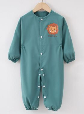 婴儿女宝宝连体爬地爬行爬爬服罩衣防脏护衣秋冬外穿洋气全身防水