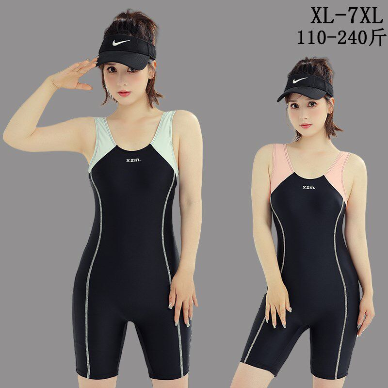 泳衣女款连体五分裤2025新款竞速游泳馆专用大码Q胖mm200斤游泳衣