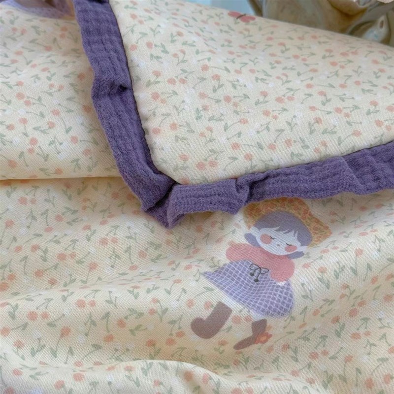 2025新款A类全棉皱皱纱花边双层纱小碎花夏凉被空调被四件套