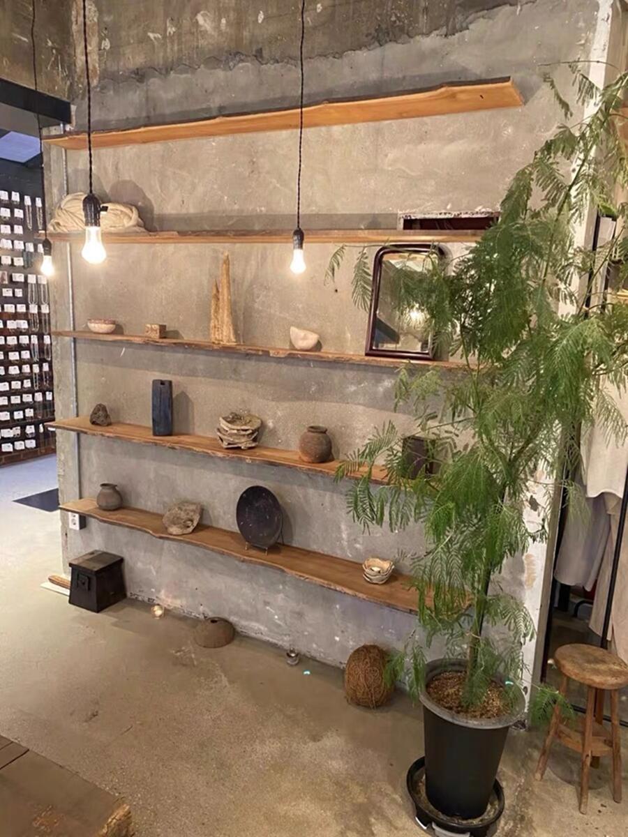 书架挂墙上墙置i物架一字隔板墙面收纳货架层板背景墙展示架原木
