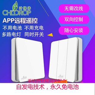 叶绿体自发电无线开关面r板免布线家用智能家居遥控单开双控随意