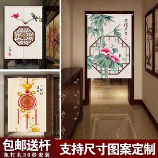 门帘布艺家用厨房卧室卫生间隔断半帘风水玄关装 新中式 饰加厚布帘