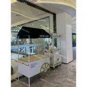 实木桌面摆摊小推车移动商用影院店面地推促销 台面包咖啡展示花车