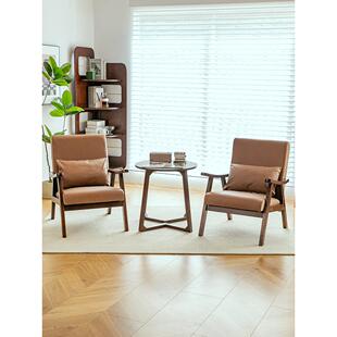 实木休闲椅懒人沙发椅民宿酒店客房卧室单人椅子阳台客厅洽谈组合