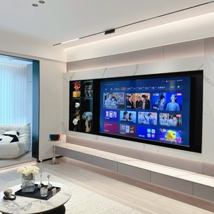 网红不锈钢电视壁龛嵌入式金属75/100/85寸成品客厅背景墙电视机