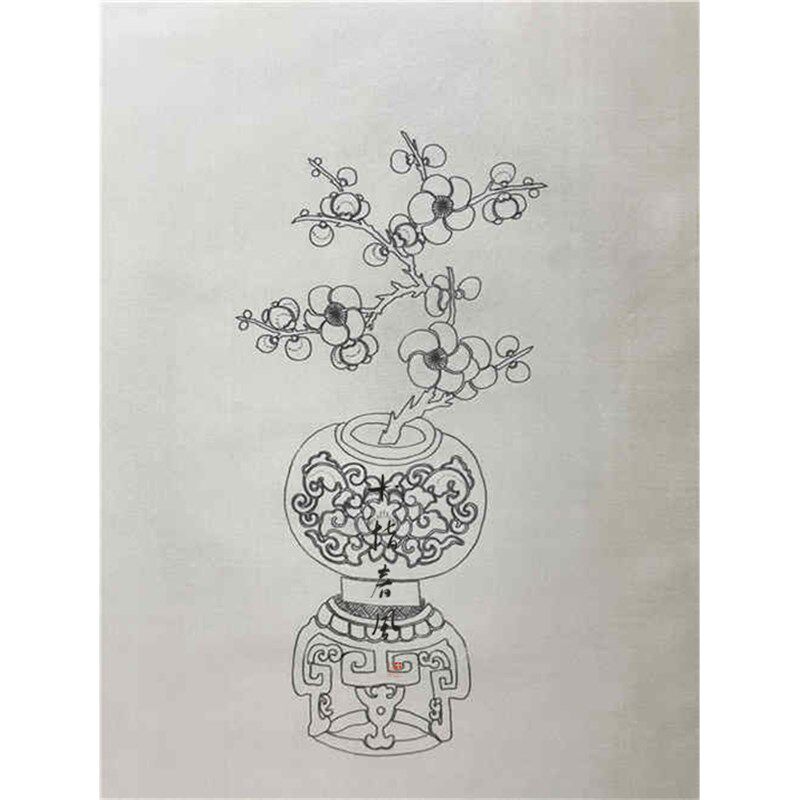 初级难度《博古花瓶》 清代纹样 diy刺绣材料包 十指春风传统刺绣