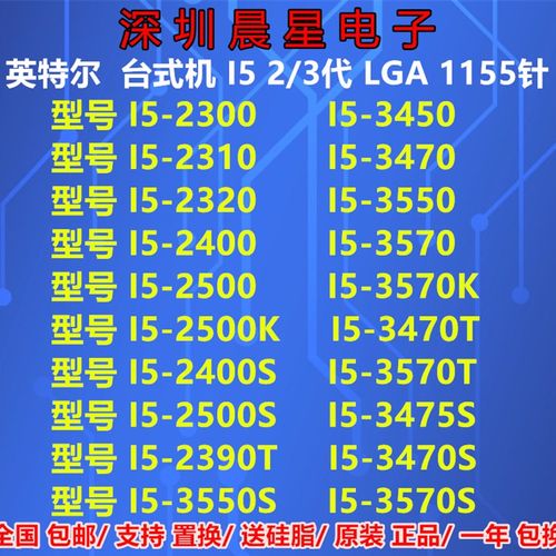 i5 2300 2310 2320 2400 2500 2500K 2400S 2500S 2390T  cpu