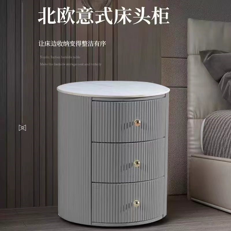 新款智能烤漆奶白色实木百搭储物柜现代简约奶白色收纳卧室床头柜