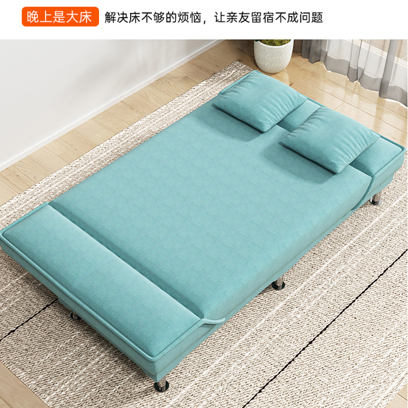 租房小沙发三人位办公室小型多人简易双人布艺沙发折叠床两用客厅