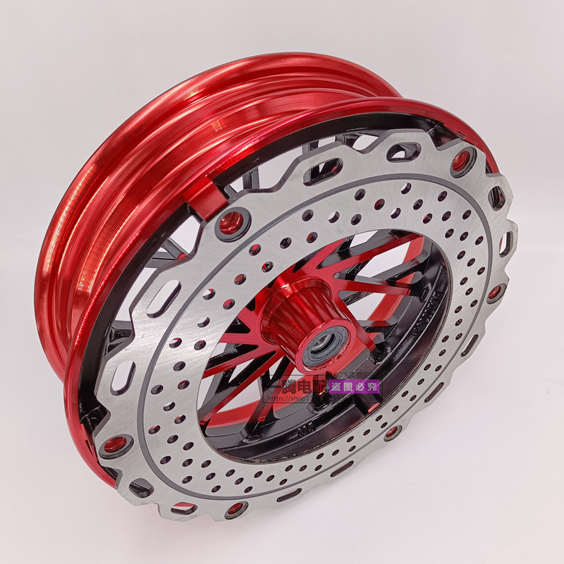 新款电动车反刹碟刹前轮300-10电摩10寸反扣碟刹钢圈前轮毂前铝圈