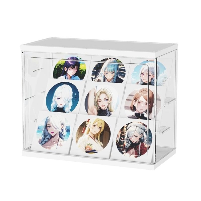 谷子收纳盒透明吧唧展示支架亚克力小卡立牌架桌面75mm客厅迷你