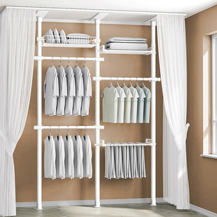 顶天立地简易衣柜开放式衣帽间挂衣架置衣架晾衣架落地金属衣架