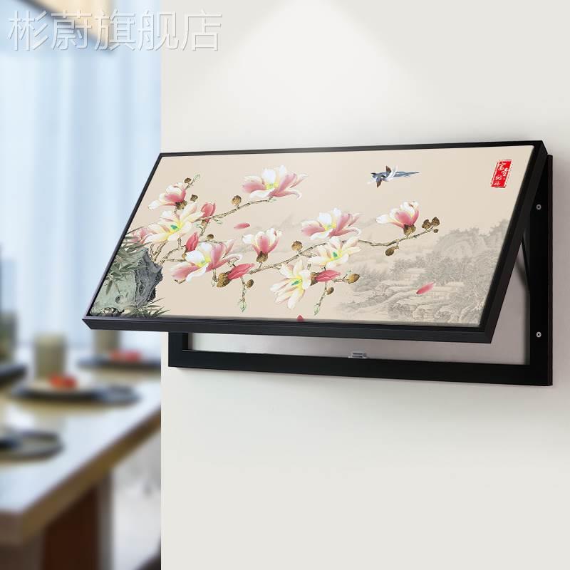 网红上翻盖关电表遮挡装饰画大尺寸花鸟挂画配电箱弱电闸加长开壁图片