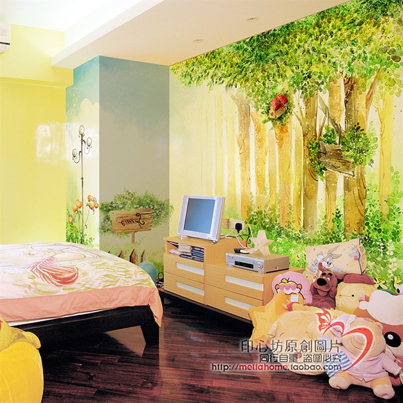 林间幽径 大型定制壁画 儿童房间装饰 电视背景墙纸 韩式田园壁纸