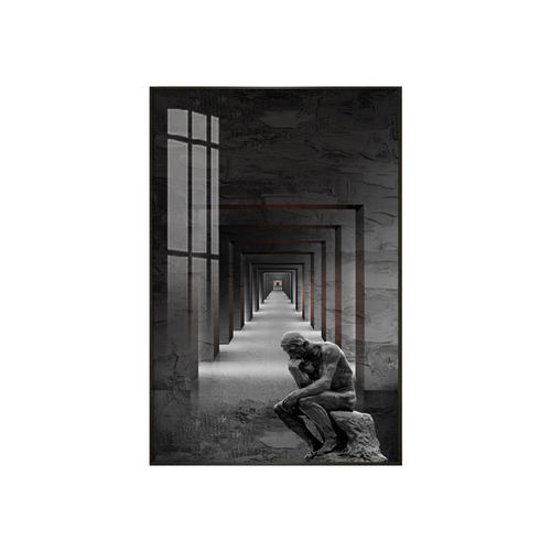 玄关装饰画楼梯走廊客厅简约现代工业风建筑挂画抽象立体空间墙画