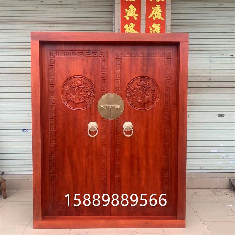 仿古实木大门庭院老式双开进户门农村围墙木门中式别墅对开榆木门